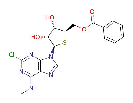Adenosine, 2-chloro-N-methyl-4'-thio-, 5'-benzoate
