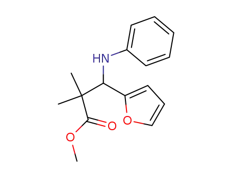 Molecular Structure of 79388-23-1 (methyl 3-(furan-2-yl)-2,2-dimethyl-3-(phenylamino)propanoate)
