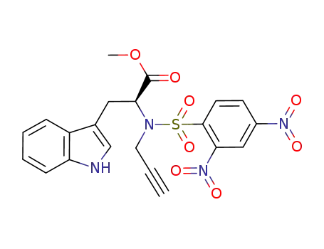 Molecular Structure of 883149-27-7 ((S)-methyl 2-(N-(prop-2-ynyl)-N-(2,4-dinitrobenzenesulfonylamino))-3-(1H-indol-3-yl)propanoate)