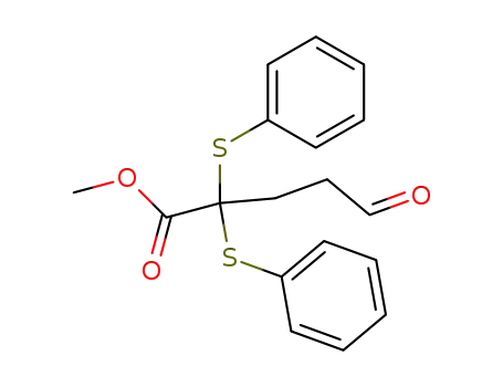 Molecular Structure of 84406-10-0 (Pentanoic acid, 5-oxo-2,2-bis(phenylthio)-, methyl ester)