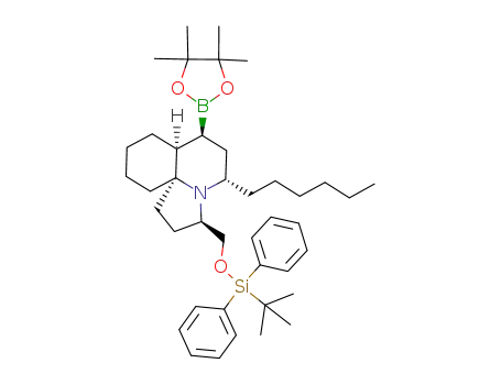 (3R,5S,7S,7aS,11aR)-3-(tert-Butyl-diphenyl-silanyloxymethyl)-5-hexyl-7-(4,4,5,5-tetramethyl-[1,3,2]dioxaborolan-2-yl)-decahydro-pyrrolo[2,1-j]quinoline