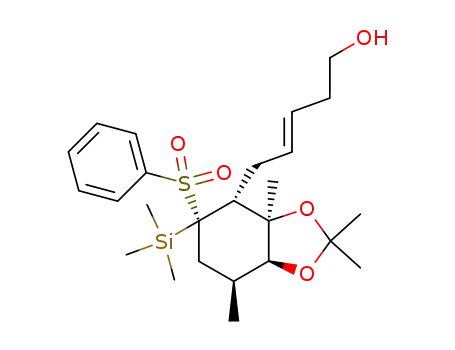 (E)-5-((3aR,4R,5S,7S,7aS)-5-Benzenesulfonyl-2,2,3a,7-tetramethyl-5-trimethylsilanyl-hexahydro-benzo[1,3]dioxol-4-yl)-pent-3-en-1-ol