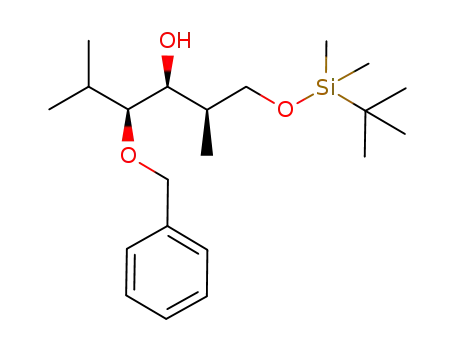 Molecular Structure of 126587-67-5 ((2R,3S,4S)-4-(benzyloxy)-1-<(tert-butyldimethylsilyl)oxy>-2,5-dimethyl-3-hexanol)