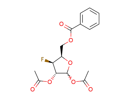 Molecular Structure of 159099-24-8 (1,2-Di-O-acetyl-5-O-benzoyl-3-deoxy-3-fluoro-D-xylofuranose)