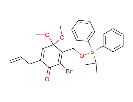 Molecular Structure of 311312-51-3 (2-bromo-3-[[[(1,1-dimethylethyl)diphenylsilyl]oxy]methyl]-4,4-dimethoxy-6-(2-propenyl)-2,5-cyclohexadien-1-one)