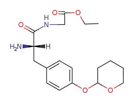 Molecular Structure of 122900-03-2 ({(S)-2-Amino-3-[4-(tetrahydro-pyran-2-yloxy)-phenyl]-propionylamino}-acetic acid ethyl ester)