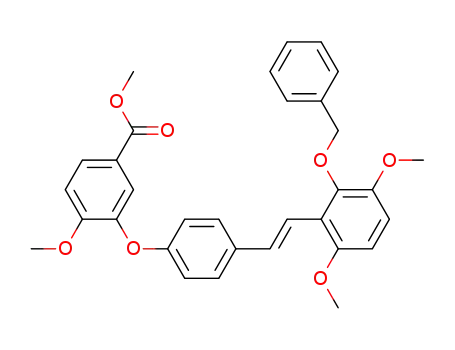 Benzoic acid,
3-[4-[(1E)-2-[3,6-dimethoxy-2-(phenylmethoxy)phenyl]ethenyl]phenoxy]-
4-methoxy-, methyl ester