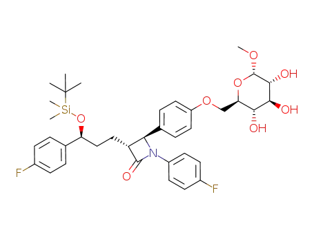 (3R,4S)-3-[(S)-3-(tert-Butyl-dimethyl-silanyloxy)-3-(4-fluoro-phenyl)-propyl]-1-(4-fluoro-phenyl)-4-[4-((2R,3S,4S,5R,6S)-3,4,5-trihydroxy-6-methoxy-tetrahydro-pyran-2-ylmethoxy)-phenyl]-azetidin-2-one