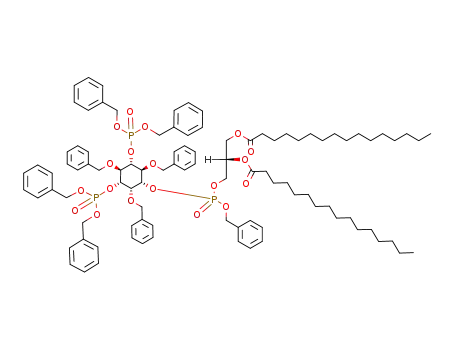 Molecular Structure of 214282-43-6 (D-myo-Inositol, 2,4,6-tris-O-(phenylmethyl)-, 1-(2R)-2,3-bis(1-oxohexadecyl)oxypropyl phenylmethyl phosphate 3,5-bisbis(phenylmethyl) phosphate)