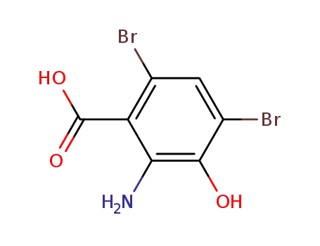 Molecular Structure of 160911-12-6 (Benzoic acid, 2-amino-4,6-dibromo-3-hydroxy-)