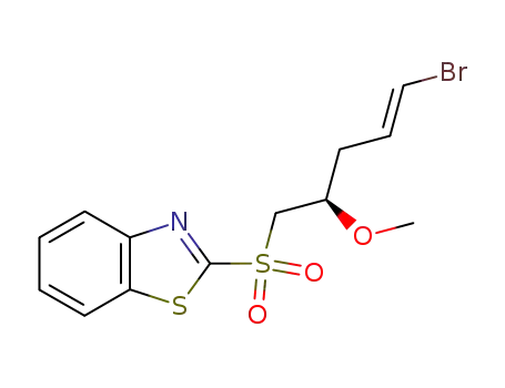 Molecular Structure of 296785-24-5 (Benzothiazole, 2-[[(2R,4E)-5-bromo-2-methoxy-4-pentenyl]sulfonyl]-)