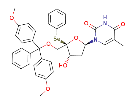 1-{(2R,4S,5R)-5-[Bis-(4-methoxy-phenyl)-phenyl-methoxymethyl]-4-hydroxy-5-phenylselanyl-tetrahydro-furan-2-yl}-5-methyl-1H-pyrimidine-2,4-dione