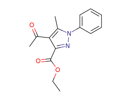 Molecular Structure of 63514-79-4 (1H-Pyrazole-3-carboxylic acid, 4-acetyl-5-methyl-1-phenyl-, ethyl ester)