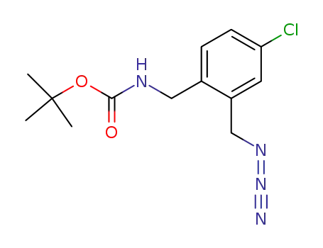 Molecular Structure of 439117-41-6 (Carbamic acid, [[2-(azidomethyl)-4-chlorophenyl]methyl]-,
1,1-dimethylethyl ester)