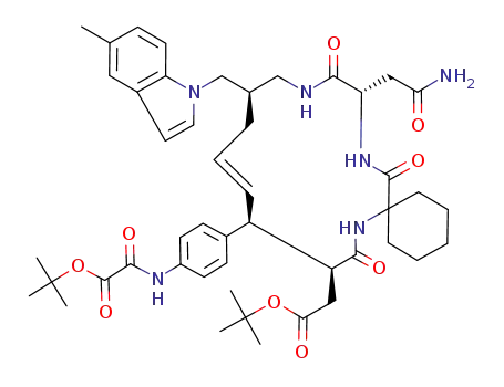 tert-butyl 2-{(9S,10S,18S,14R)-7,16,19-triaza-10-(4-[(tert-butyl)oxycarbonylamino]phenyl)-18-(carbamoylmethyl)-14-[(5-methylindolyl)methyl]-8,17,20-trioxospiro[5.14]icos-11-en-9-yl}acetate