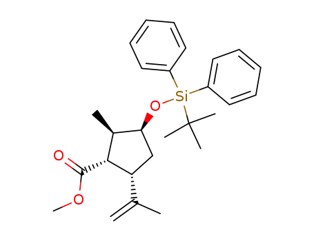 Cyclopentanecarboxylic acid,
3-[[(1,1-dimethylethyl)diphenylsilyl]oxy]-2-methyl-5-(1-methylethenyl)-,
methyl ester, (1S,2R,3S,5S)-