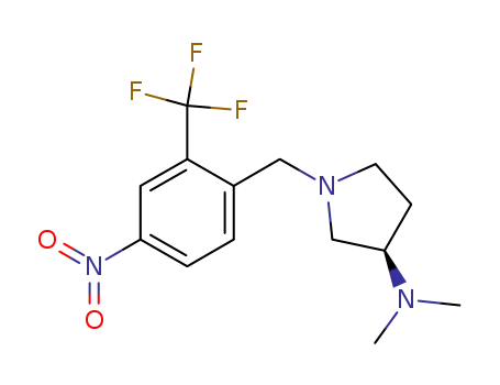 Molecular Structure of 943320-62-5 (dimethyl-[(R)-1-(4-nitro-2-trifluoromethyl-benzyl)-pyrrolidin-3-yl]-amine)
