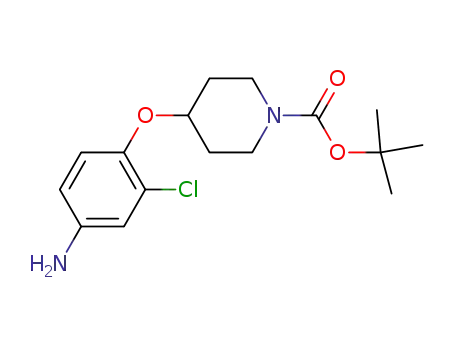 Molecular Structure of 337519-87-6 (1-Piperidinecarboxylic acid, 4-(4-amino-2-chlorophenoxy)-,
1,1-dimethylethyl ester)