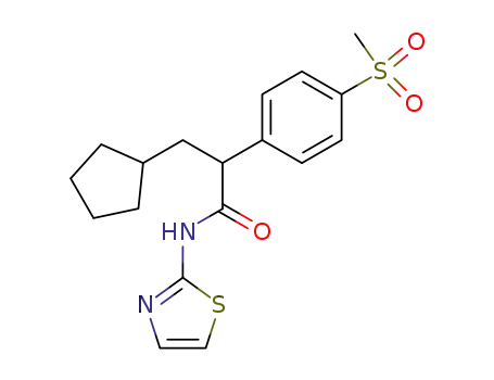Molecular Structure of 300352-96-9 (3-CYCLOPENTYL-2-(4-METHANESULFONYL-PHENYL)-N-THIAZOL-2-YL-PROPIONAMIDE)