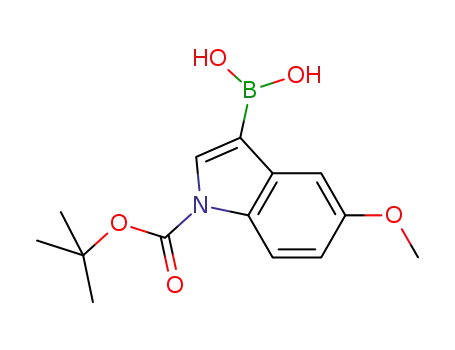 Molecular Structure of 348640-19-7 (3-Borono-5-methoxy-1H-indole-1-carboxylic acid 1-(1,1-dimethylethyl) ester)