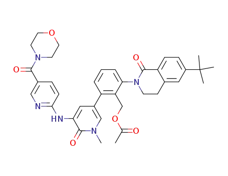 acetic acid 2-(6-tert-butyl-1-oxo-3,4-dihydro-1H-isoquinolin-2-yl)-6-{1-methyl-5-[5-(morpholine-4-carbonyl)-pyridin-2-ylamino]-6-oxo-1,6-dihydro-pyridin-3-yl}-benzyl ester