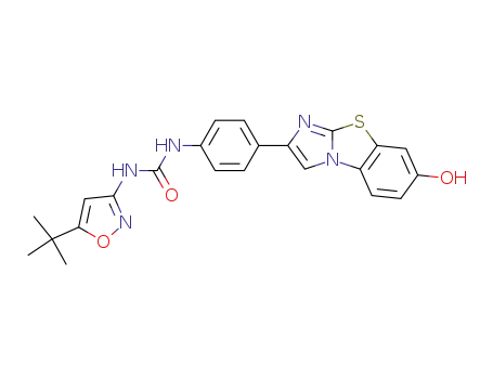 Molecular Structure of 950769-51-4 (N-[5-(1,1-Dimethylethyl)-3-isoxazolyl]-N'-[4-(7-hydroxyimidazo[2,1-b]benzothiazol-2-yl)phenyl]urea)