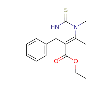 Molecular Structure of 108958-81-2 (ETHYL 1,6-DIMETHYL-4-PHENYL-2-THIOXO-1,2,3,4-TETRAHYDRO-5-PYRIMIDINECARBOXYLATE)
