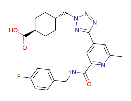 Molecular Structure of 1112172-72-1 (Cyclohexanecarboxylic acid, 4-[[5-[2-[[[(4-fluorophenyl)methyl]amino]carbonyl]-6-methyl-4-pyridinyl]-2H-tetrazol-2-yl]methyl]-, trans-)