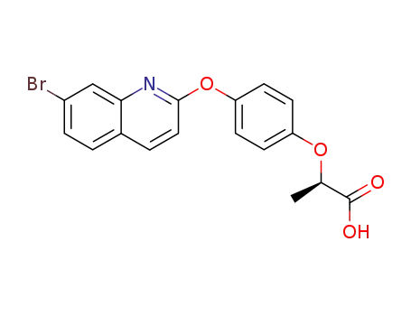 Molecular Structure of 445041-75-8 ((2R)-2-[4-[(7-Bromoquinolin-2-yl)oxy]phenoxy]propanoic acid)