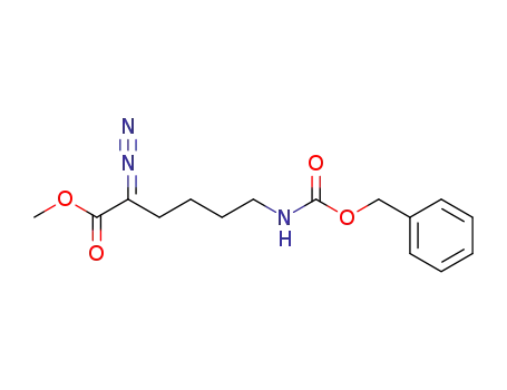 Molecular Structure of 82830-85-1 (Hexanoic acid, 2-diazo-6-[[(phenylmethoxy)carbonyl]amino]-, methyl
ester)