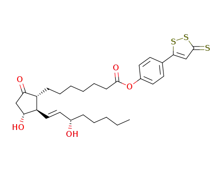 Molecular Structure of 1088434-84-7 ((11α,13E,15S)-11,15-dihydroxy-9-oxoprost-13-en-1-oic acid 4-(3H-1,2-dithiole-3-thione-5-yl)-phenyl ester)