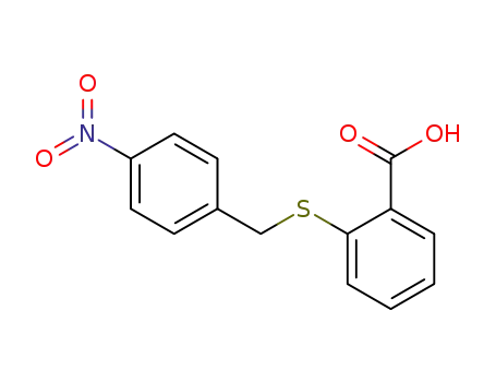 Molecular Structure of 104060-84-6 (Benzoic acid, 2-[[(4-nitrophenyl)methyl]thio]-)