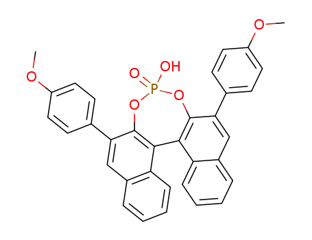 Molecular Structure of 1374030-19-9 ((11bS)-4-Hydroxy-2,6-bis(4-methoxyphenyl)-4-oxidedinaphtho[
2,1-d:1',2'-f][1,3,2]dioxaphosphepin)