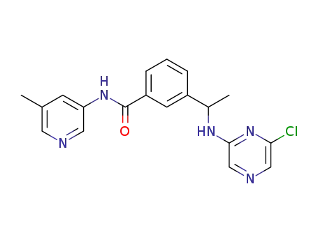 Molecular Structure of 1027253-93-5 (3-{1-[(6-chloropyrazin-2-yl)amino]ethyl}-N-(5-methylpyridin-3-yl)benzamide)