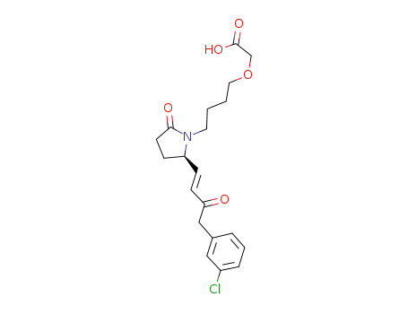 Molecular Structure of 685840-77-1 (Acetic acid,
[4-[(2R)-2-[(1E)-4-(3-chlorophenyl)-3-oxo-1-butenyl]-5-oxo-1-pyrrolidinyl]
butoxy]-)