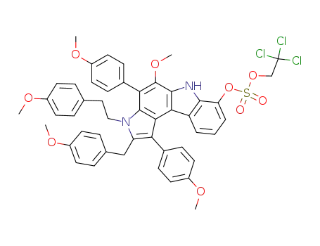 Molecular Structure of 900504-66-7 (5-methoxy-2-(4-methoxybenzyl)-3-(4-methoxyphenethyl)-1,4-bis(4-methoxyphenyl)-3,6-dihydropyrrolo[2,3-c]carbazol-7-yl 2,2,2-trichloroethyl sulfate)