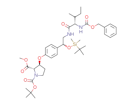 Molecular Structure of 144610-87-7 (methyl (2S,3S)-3-<4-<2-(N-(N-carbobenzoxy-(S)-isoleucyl)amino)-1-<<(1,1-dimethylethyl)dimethylsilyl>oxy>ethyl>phenoxy>-1-<(1,1-dimethylethoxy)carbonyl>prolinate)