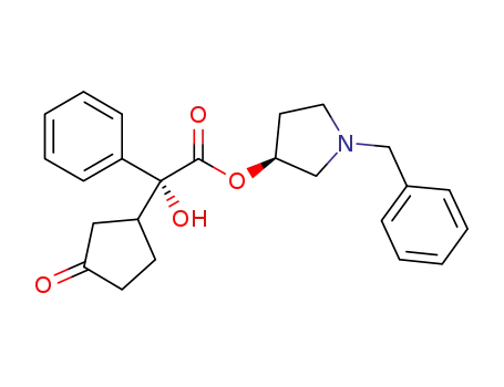 Molecular Structure of 719278-67-8 ((3S)-1-benzylpyrrolidin-3-yl-(2R)-hydroxy(3-oxocyclopentyl)phenyl acetate)