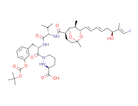 1-[3-(3-<i>tert</i>-butoxycarbonyloxy-phenyl)-2-(2-{[3-(6-hydroxy-8-iodo-7-methyl-octa-1,3,7-trienyl)-1,4-dimethyl-2,9-dioxa-bicyclo[3.3.1]nonane-6-carbonyl]-amino}-3-methyl-butyrylamino)-propionyl]-hexahydro-pyridazine-3-carboxylic acid
