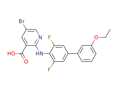 Molecular Structure of 1035690-18-6 (5-bromo-2-(3'-ethoxy-3,5-difluorobiphenyl-4-ylamino)nicotinic acid)
