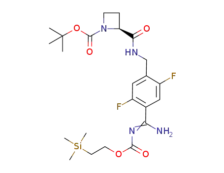 1-Azetidinecarboxylic acid,
2-[[[[2,5-difluoro-4-[imino[[[2-(trimethylsilyl)ethoxy]carbonyl]amino]methyl
]phenyl]methyl]amino]carbonyl]-, 1,1-dimethylethyl ester, (2S)-