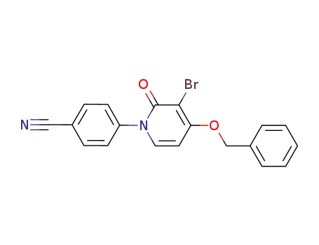 Molecular Structure of 586374-55-2 (Benzonitrile, 4-[3-bromo-2-oxo-4-(phenylmethoxy)-1(2H)-pyridinyl]-)