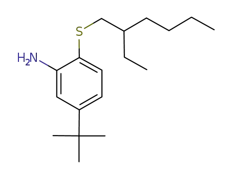 Molecular Structure of 676352-86-6 (5-(1,1-Dimethylethyl)-2-[(2-ethylhexyl)thio]benzenamine)