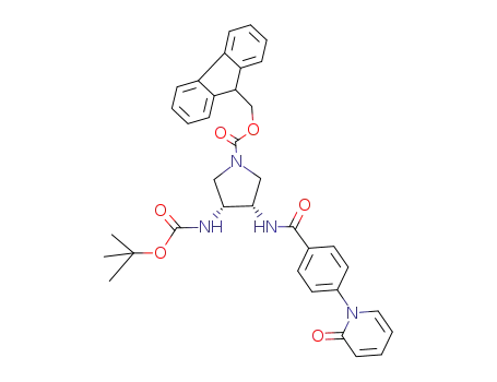Molecular Structure of 766556-96-1 ((3R,4S)-3-tert-butoxycarbonylamino-4-[4-(2-oxo-2H-pyridin-1-yl)-benzoylamino]-pyrrolidine-1-carboxylic acid 9H-fluoren-9-ylmethyl ester)