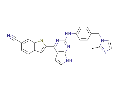 2-{2-[4-(2-methyl-imidazol-1-ylmethyl)-phenylamino]-7H-pyrrolo[2,3-d]pyrimidin-4-yl}-benzo[b]thiophene-6-carbonitrile