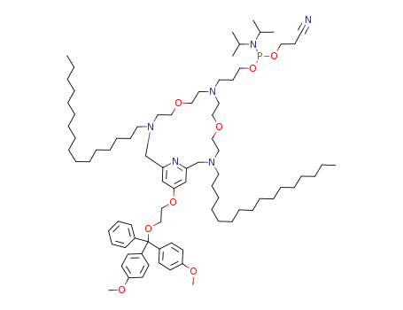3-[19-{2-[bis(4-methoxyphenyl)(phenyl)methoxy]ethoxy}-3,15-dihexadecyl-6,12-dioxa-3,9,15,21-tetraazabicyclo[15.3.1]henicosa-1<sup>(21)</sup>,17,19-trien-9-yl]propan-2-cyanoethyldiisopropyl-amidophosphite