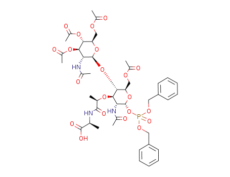 (S)-2-{(R)-2-[(2R,3S,4R,5R,6R)-2-Acetoxymethyl-5-acetylamino-6-(bis-benzyloxy-phosphoryloxy)-3-((2S,3R,4R,5S,6R)-4,5-diacetoxy-6-acetoxymethyl-3-acetylamino-tetrahydro-pyran-2-yloxy)-tetrahydro-pyran-4-yloxy]-propionylamino}-propionic acid