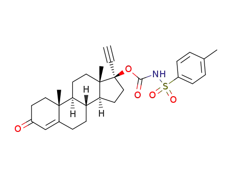 Molecular Structure of 166389-67-9 ((8R,9S,10R,13S,14S,17R)-17-ethynyl-10,13-dimethyl-3-oxo-2,3,6,7,8,9,10,11,12,13,14,15,16,17-tetradecahydro-1H-cyclopenta[a]phenanthren-17-yl tosylcarbamate)
