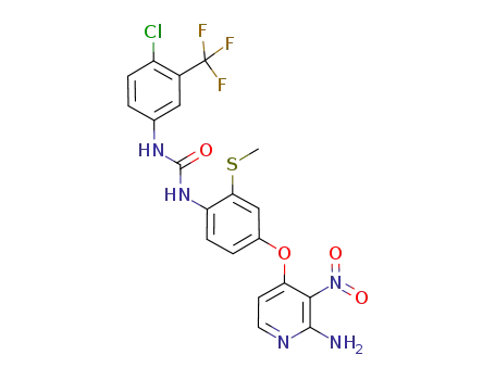 Molecular Structure of 884340-42-5 (1-[4-(2-amino-3-nitropyridin-4-yloxy)-2-(methylthio)phenyl]-3-[4-chloro-3-(trifluoromethyl)phenyl]urea)