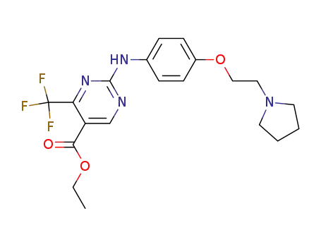 2-[4-(2-pyrrolidin-1-yl-ethoxy)-phenylamino]-4-trifluoromethyl-pyrimidine-5-carboxylic acid ethyl ester
